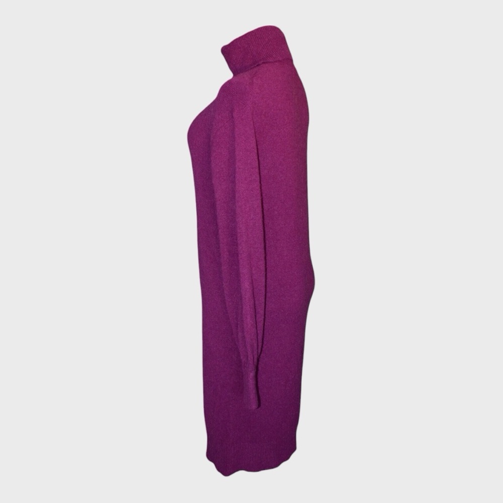 J Crew Purple Turtleneck Sweater Dress Long Balloon Sleeve - Picture 3 of 8